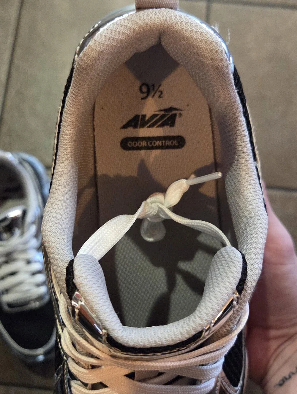 Avia Men’s Black and White Lace-Up Sneakers with Metallic Accents